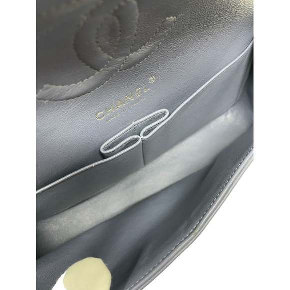 CHANEL Chanel Classic Patent Medium Double Flap Bag - Grey - Picture 15 of 16